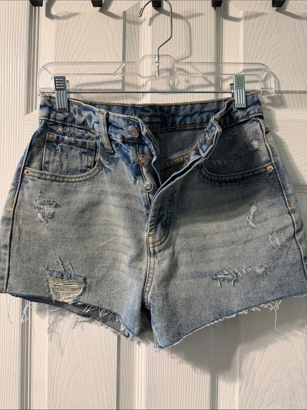 wild fable Light Blue Distressed High-Rise Jean Shorts